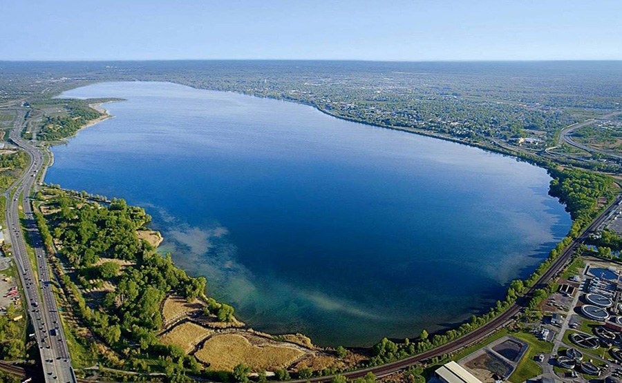 Onondaga Lake at golden hour, minutes from Syracuse Grand